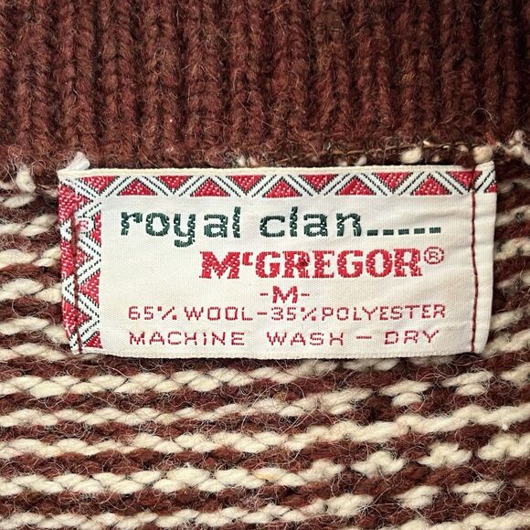 Royal Clan McGregor Nordic Wool Cardigan Sweater Mens M Shawl Collar Heritage - Picture 6 of 9